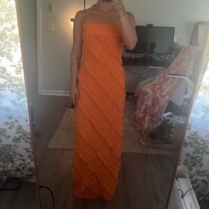 Endless Rose Vibrant Orange Strapless Dress